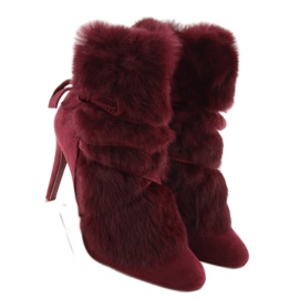 Bottines à talon haut bordeaux en fourrure 1319 W. Rouge multicolore 7