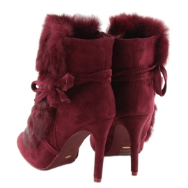 Bottines à talon haut bordeaux en fourrure 1319 W. Rouge multicolore 8