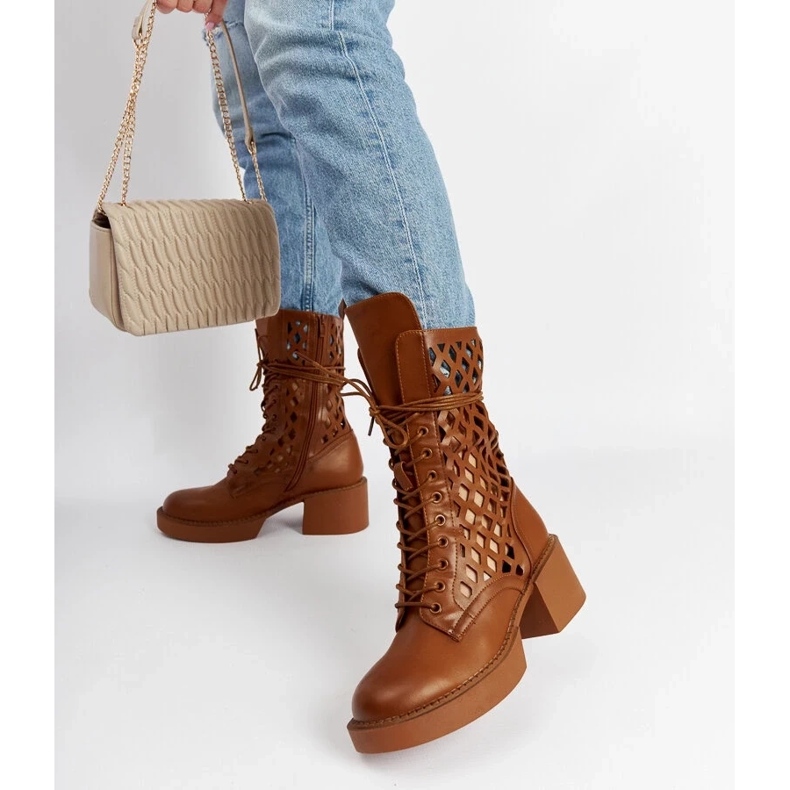 D/CEO Bottines à talons hauts ajourées marron de Visalia brun 2