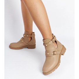 D/CEO Bottines beiges à découpe et perles Asker 1