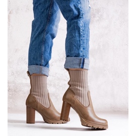 D/CEO Bottines beige foncé en cuir écologique Asera 1