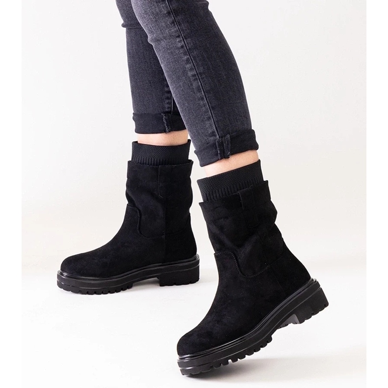 D/CEO Bottines à enfiler noires avec chaussette Ralia 1