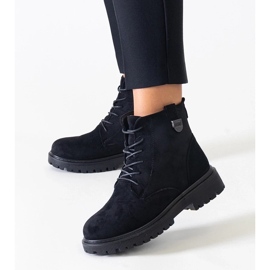 D/CEO Bottes de travail en éco-daim noir sur la plateforme Leonora 2