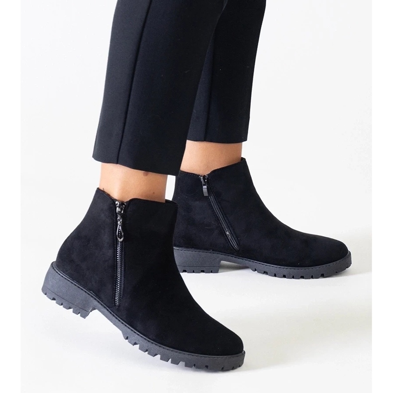 D/CEO Bottines noires avec empiècements métalliques, éco-daim Branda le noir 1