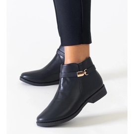 D/CEO Bottines noires avec empiècements en éco-cuir Casetra dorés 2