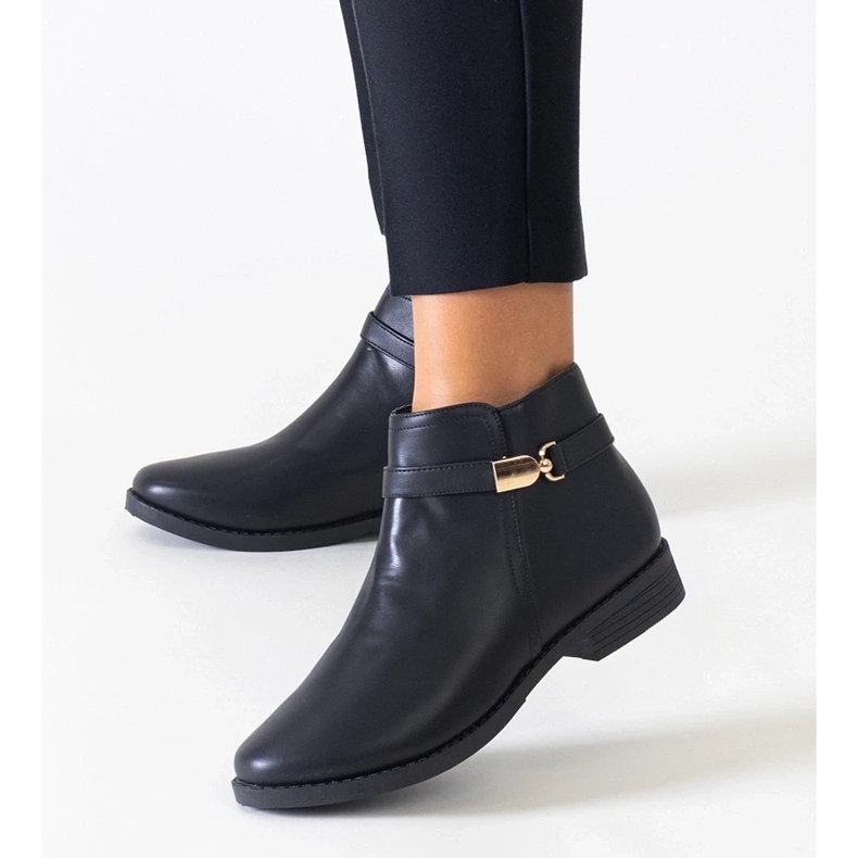 D/CEO Bottines noires avec empiècements en éco-cuir Casetra dorés 2