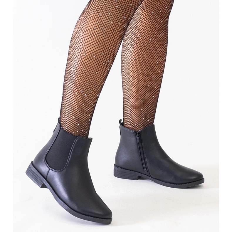 D/CEO Bottines classiques noires avec empiècement élastique en éco-cuir Maiza 1