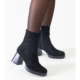 D/CEO Bottines noires à bout carré, éco-daim Rumaila le noir 2