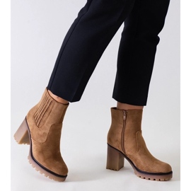 D/CEO Bottines marron à talon haut massif, éco-daim Dunyana brun 1