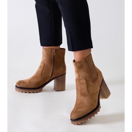 D/CEO Bottines marron à talon haut massif, éco-daim Dunyana brun 2
