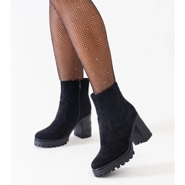 D/CEO Bottines noires sur talon haut massif, éco-daim Dunyana le noir 2