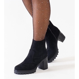 D/CEO Bottines noires sur talon haut massif, éco-daim Dunyana le noir 3