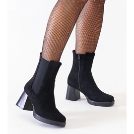 D/CEO Bottines noires à bout carré sur talon, éco-daim Hesca le noir 1