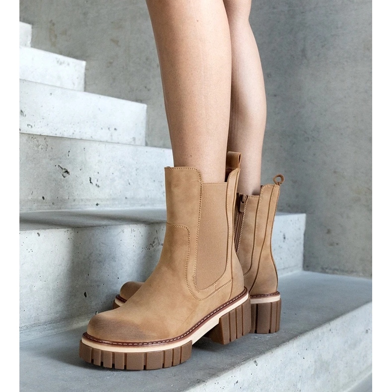 D/CEO Bottes à plateforme massives beiges avec abrasions de Sholla 2 D/CEO Bottes à plateforme massives beiges avec abrasions de Sholla 2