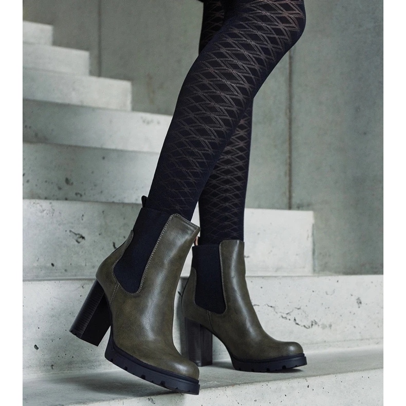 D/CEO Bottines à enfiler vertes en éco-cuir Motena 1