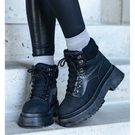 D/CEO Baskets noires à semelle épaisse et fourrure Best 2