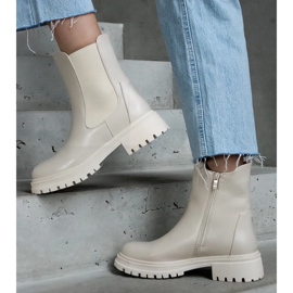 D/CEO Bottines isolées beiges avec fermeture éclair, cuir écologique Alia 1