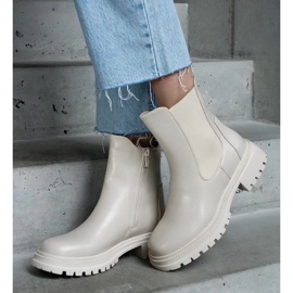 D/CEO Bottines isolées beiges avec fermeture éclair, cuir écologique Alia 2