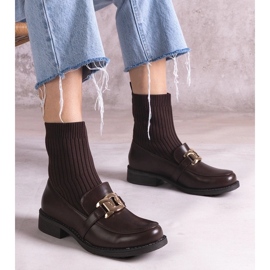 D/CEO Bottes marron avec tige en tissu par Krisa brun 1