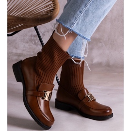 D/CEO Bottes marron avec tige en tissu par Krisa brun 1