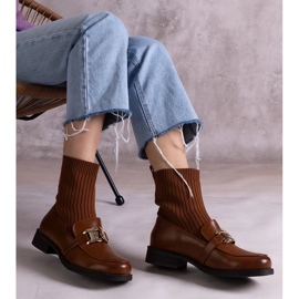 D/CEO Bottes marron avec tige en tissu par Krisa brun 2