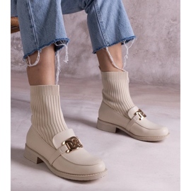 D/CEO Bottines beiges avec tige en tissu par Krisa 1