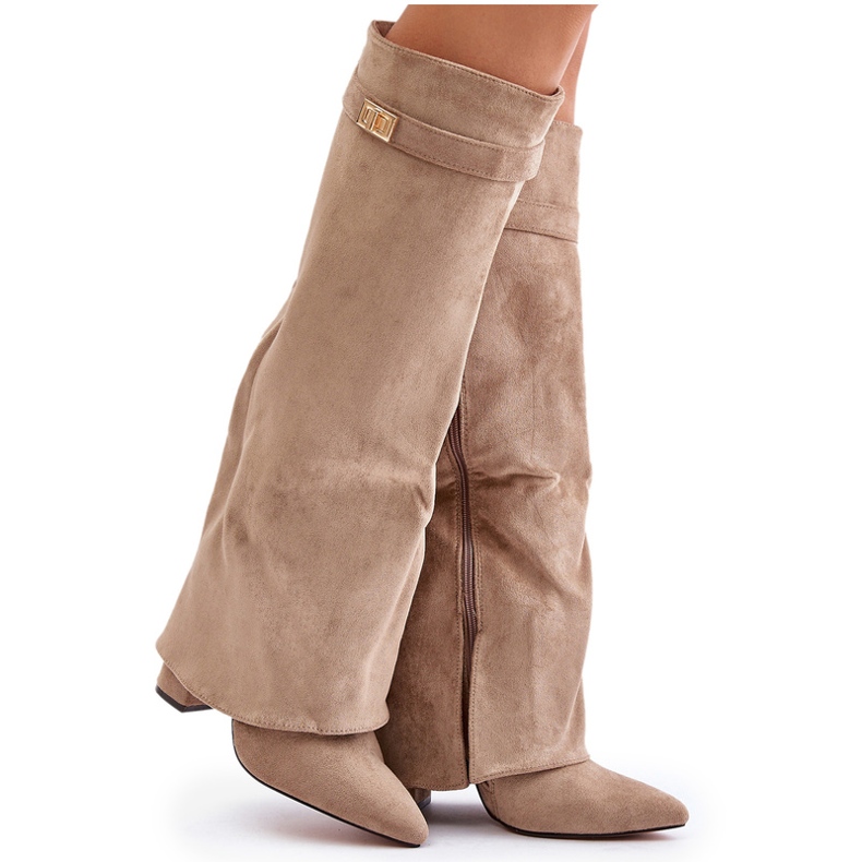 Givana Bottes sur le poteau avec un beige isolée supérieure surélevée 4