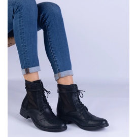 Bottines plates ajourées noires de Reeves le noir 4