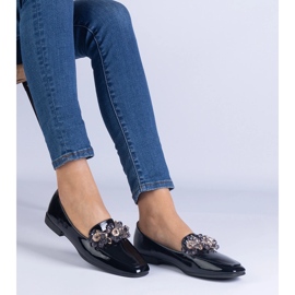 Mocassins vernies noirs avec cristaux le noir 1