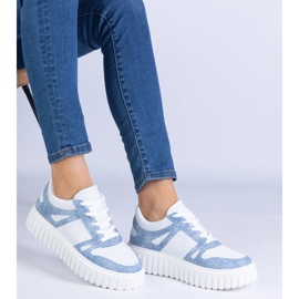 Blue Openwork Sneakers sur une semelle massive bleu 3