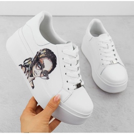 Chaussures en cuir pour femmes sur la plate-forme White Filippo 6207 blanc 1