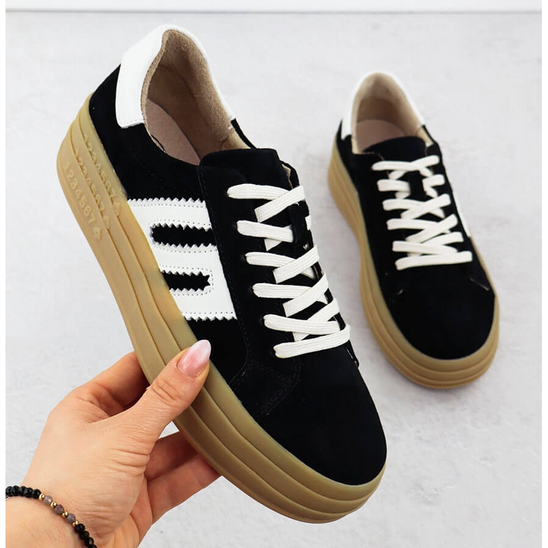 Chaussures en cuir sur la plateforme Black Filippo 6744 le noir 1