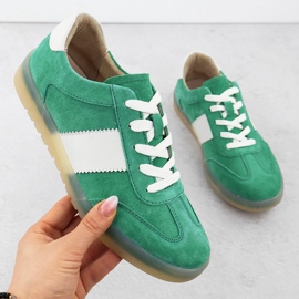 Chaussures en cuir pour femmes en daim vert Filippo 6770 1