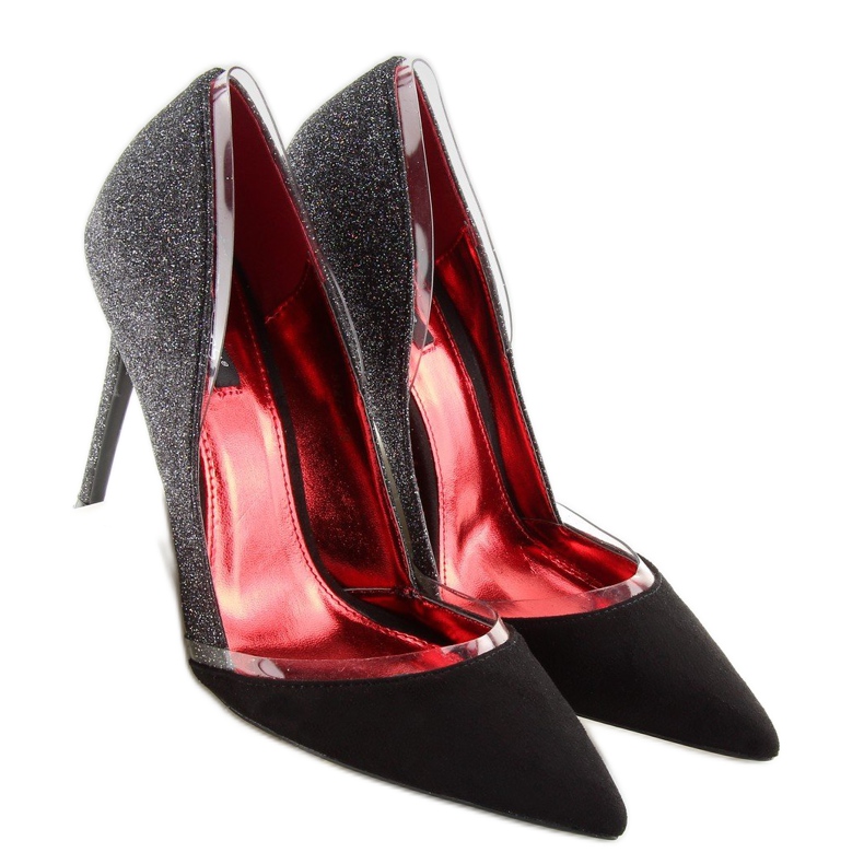 Escarpins en brocart noir 5127 noir gris 1