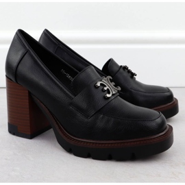 Chaussures pour femmes sur le poteau de Potocki noir avec décoration SZ12403 2