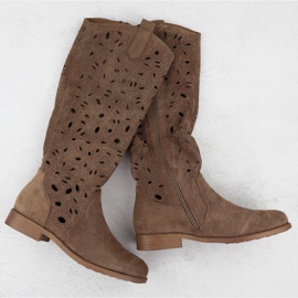 Boots ouverts des femmes Brown Suede S.Barski HY51-176 brun 1 Boots ouverts des femmes Brown Suede S.Barski HY51-176 brun 1