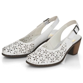 Sandales ajourées en cuir Rieker W RKR531A blanc blanche 7