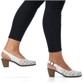 Sandales ajourées en cuir Rieker W RKR531A blanc blanche 9