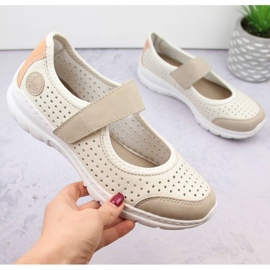 Chaussures ajourées confortables Rieker W RKR575A, beige 2