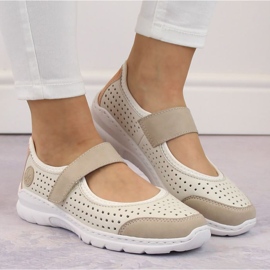 Chaussures ajourées confortables Rieker W RKR575A, beige 4