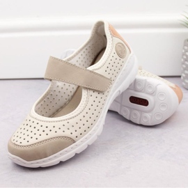 Chaussures ajourées confortables Rieker W RKR575A, beige 7