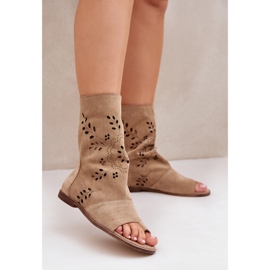Zazoo 3437 Sandales en daim pour femme avec tige zippée, beige 2
