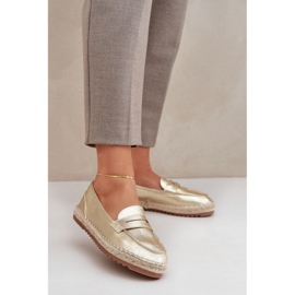 Espadrilles pour femmes avec une tresse de jute sur une semelle d'or plate doré 2