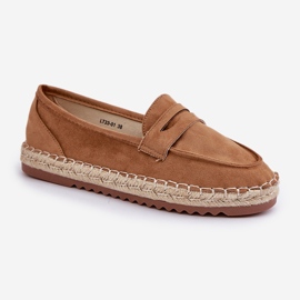 Espadrilles pour femmes avec une tresse de jute sur une semelle plate de chameau brun 4