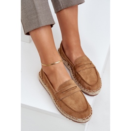 Espadrilles pour femmes avec une tresse de jute sur une semelle plate de chameau brun 7