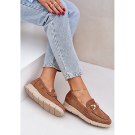 Mocassins ouverts avec un détail doré et une tresse brune en jute 7