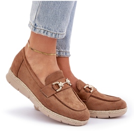 Mocassins ouverts avec un détail doré et une tresse brune en jute 9