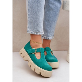 Chaussures en daim avec une boucle zazoo 20183 vert 6