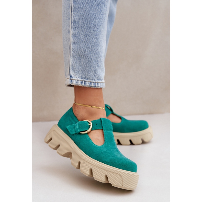 Chaussures en daim avec une boucle zazoo 20183 vert 2