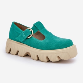 Chaussures en daim avec une boucle zazoo 20183 vert 4